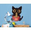 Tableau Chat et bol de bonheur (Dimensions du tableau 41 x 36 cm, Finition Mate)