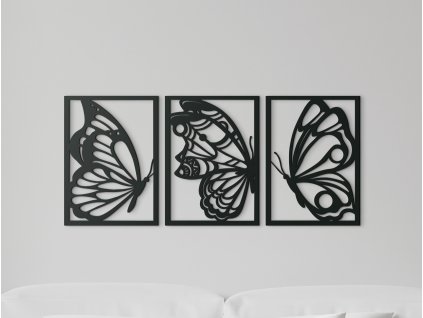 3-részes falikép Pillangók