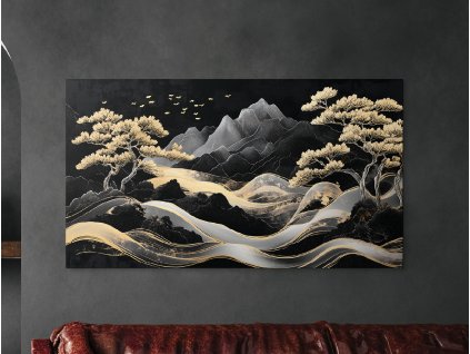 Minimalistický obraz Ticho hôr (Kép mérete 70 x 125 cm, Felületkezelés 3D)