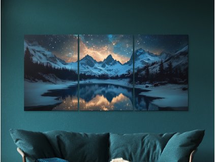 Trojdielny obraz Zasnežené hory (A kép mérete A1, A keret színe Bez rámu, Felületkezelés 3D)