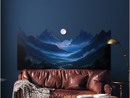 Obraz Mesiac nad horami (Kép mérete 59 x 125 cm, Felületkezelés 3D)