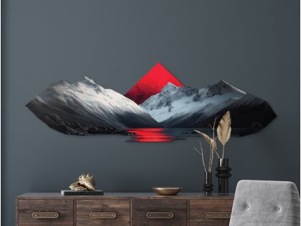 Minimalistický obraz Červený horizont (Kép mérete 40,5 x 130 cm, Felületkezelés 3D)
