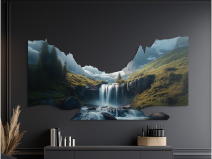 Obraz Krajina s vodopádom (Kép mérete 65 x 125 cm, Felületkezelés 3D)