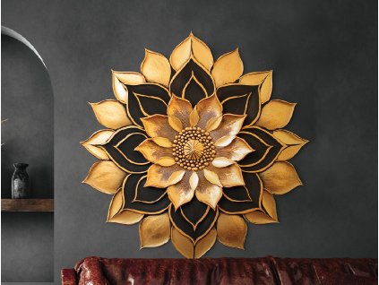 Kvetinová mandala Zlatý dotyk (Kép mérete 89 x 87 cm, Felületkezelés 3D)