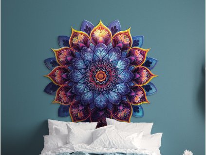 Kvetinová mandala Fialová múdrosť (Kép mérete 89 x 88 cm, Felületkezelés 3D)