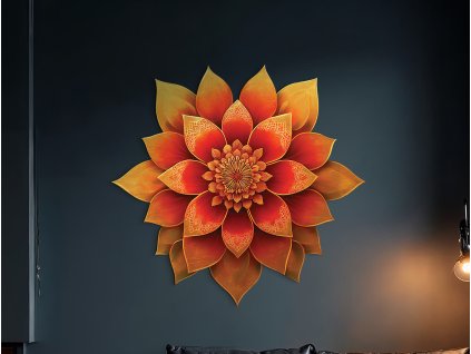 Kvetinová mandala Oheň večera (Kép mérete 85 x 89 cm, Felületkezelés 3D)