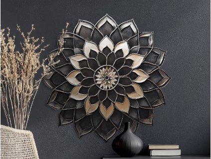 Kvetinová mandala Okrasné slnko (Kép mérete 88 x 89 cm, Felületkezelés 3D)
