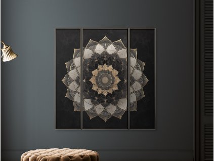 Trojdielna mandala Energia stredu (Kép mérete 120 x 120 cm, Felületkezelés 3D)