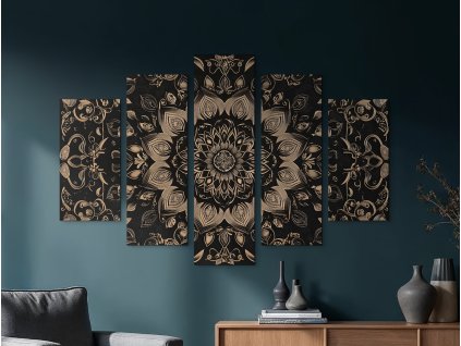 Viacdielna mandala Zlaté jadro (Kép mérete 120 x 180 cm, Felületkezelés 3D)