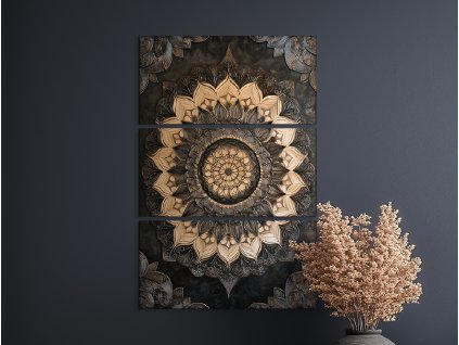 3-dielna mandala Zemská rovnováha (Kép mérete 138 x 90 cm, Felületkezelés 3D)