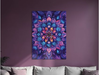 Kvetinová mandala Harmónia bytia (A kép mérete A1, A keret színe Bez rámu, Felületkezelés 3D)