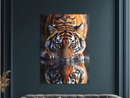 Obraz na stenu Smädný tiger (A kép mérete A1, A keret színe Bez rámu, Felületkezelés 3D)