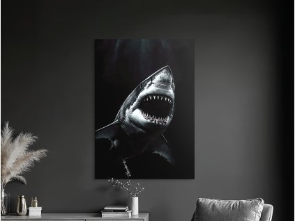 Čiernobiely obraz Čeľuste oceánu (A kép mérete A1, A keret színe Bez rámu, Felületkezelés 3D)