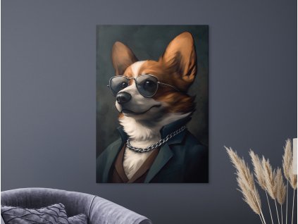 Obraz Corgi s rešpektom (A kép mérete A1, A keret színe Bez rámu, Felületkezelés 3D)