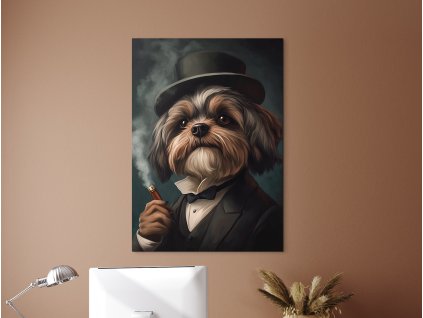 Obraz Pán Shih Tzu v klobúku (A kép mérete A1, A keret színe Bez rámu, Felületkezelés 3D)