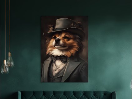 Obraz Pomeranian v obleku (A kép mérete A1, A keret színe Bez rámu, Felületkezelés 3D)
