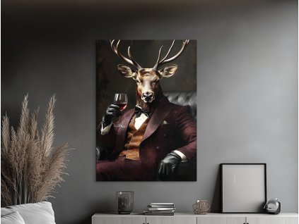 Obraz Jeleň gentleman (A kép mérete A1, A keret színe Bez rámu, Felületkezelés 3D)