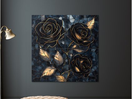 Štvordielny obraz Zlatá trojruža (Kép mérete 180 x 180 cm, Felületkezelés 3D)