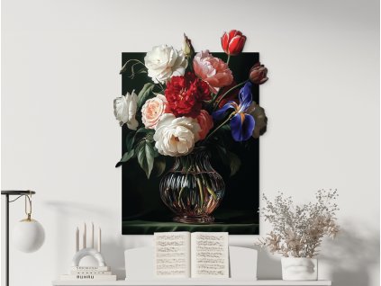 Obraz Romantická kytica vo váze (Kép mérete 89 x 66,5 cm, Felületkezelés 3D)