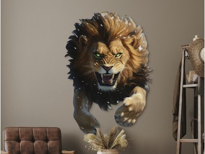 Obraz na stenu Útok leva (Kép mérete 100 x 71 cm, Felületkezelés 3D)