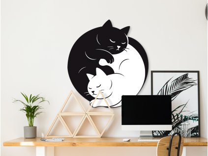 Obraz na stenu Mačací Yin & Yang (Kép mérete 90 x 82 cm, Felületkezelés 3D)