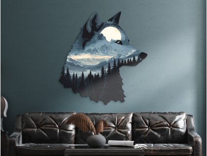 Obraz na stenu Mesačný vlk (Kép mérete 90 x 84,5 cm, Felületkezelés 3D)