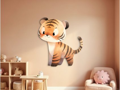 Detský obraz Zvedavý tigrík (Kép mérete 95 x 85 cm, Felületkezelés 3D)