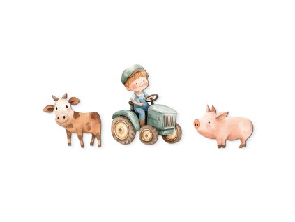 Sada detských obrazov Farmárik (Kép mérete 125,5 x 202 cm, Felületkezelés 3D)