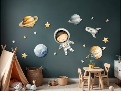 Sada detských obrazov Kozmonaut (Kép mérete 90,5 x 180 cm, Felületkezelés 3D)