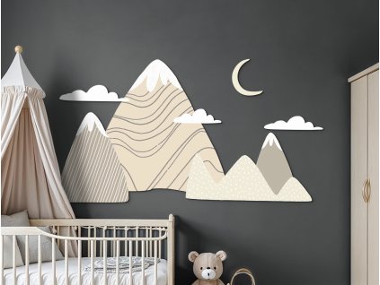 Detská nástenná dekorácia Mesačné hory (Kép mérete 112 x 200 cm, Felületkezelés 3D)
