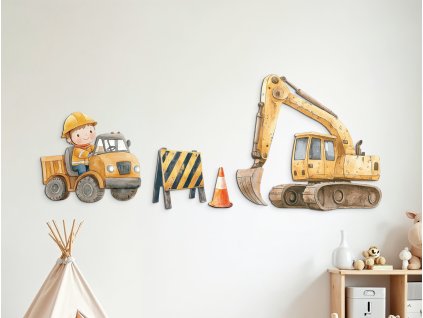 Detská dekorácia Malé stavenisko (Kép mérete 76 x 128,5 cm, Felületkezelés 3D)