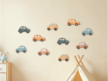 Detská dekorácia na stenu Autíčka - 10 ks (Kép mérete 164 x 110 cm, Felületkezelés 3D)