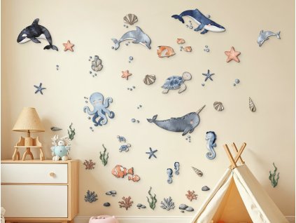 Sada dekorácií pre deti Nežný oceán (Kép mérete 220 x 220 cm, Felületkezelés 3D)