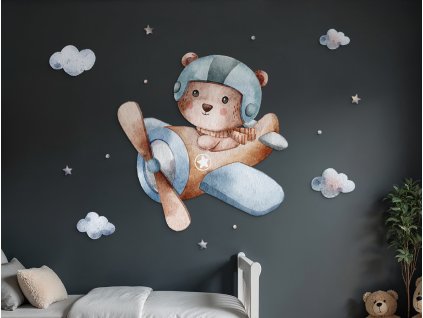 Detská dekorácia na stenu Roztomilý pilot (Kép mérete 158 x 179 cm, Felületkezelés 3D)