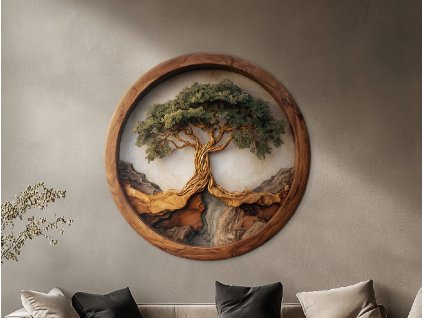 Okrúhly Strom života Stabilita (Kép mérete 90 x 88,5 cm, Felületkezelés 3D)