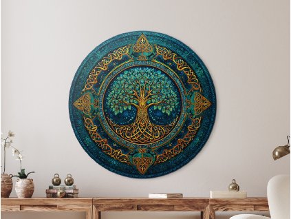 Okrúhly Strom života Mystika (Kép mérete 89 x 89 cm, Felületkezelés 3D)