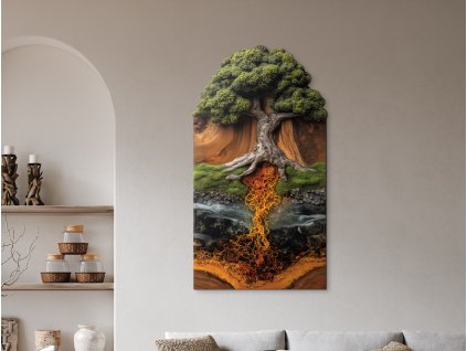 Strom života Deväť svetov (Kép mérete 110 x 60 cm, Felületkezelés 3D)