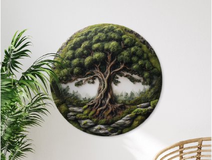 Machový strom života Ochranca (UV tlač) (Kép mérete 90 x 90 cm, Felületkezelés 3D)