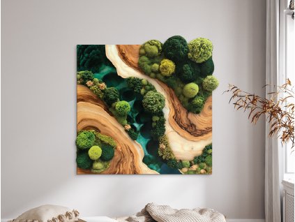 Dekoračný machový obraz Krajina (UV tlač) (Kép mérete 87 x 90 cm, Felületkezelés 3D)