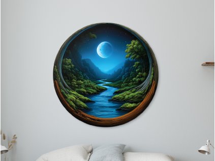 Okrúhly machový obraz Nočný súlad - (UV tlač) (Kép mérete 90 x 90 cm, Felületkezelés 3D)