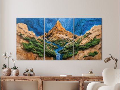 Trojdielny machový obraz Dotyk života (imitácia) (Kép mérete 90 x 182 cm, Felületkezelés 3D)
