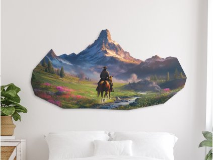 Obraz na stenu Kovboj v údolí (Kép mérete 65 x 125 cm, Felületkezelés Fényes)