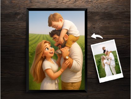 Rozprávkový portrét na mieru podľa vašej fotky (A kép mérete A1, A keret színe F05 - Fekete, Felületkezelés Fényes)