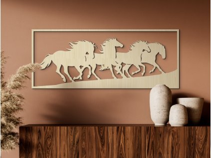 Obraz Nespútané kone (Kép mérete 54 x 133 cm, Kép színe Antracit)