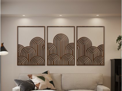 Trojdielny obraz Art Deco vlny (Kép mérete 89 x 195 cm, Kép színe Antracit)