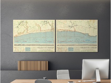 Plánovacia mapa Dňa D – Omaha Beach (Kép mérete 70 x 186,5 cm, Felületkezelés 3D)