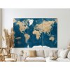Farebná mapa sveta - modrá / béžová (Kép mérete 121 x 179,5 cm, Felületkezelés 3D)