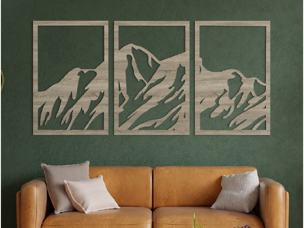 Viacdielny obraz Hory (Dimensioni del quadro 64 x 133 cm, Colore del quadro Antracite)