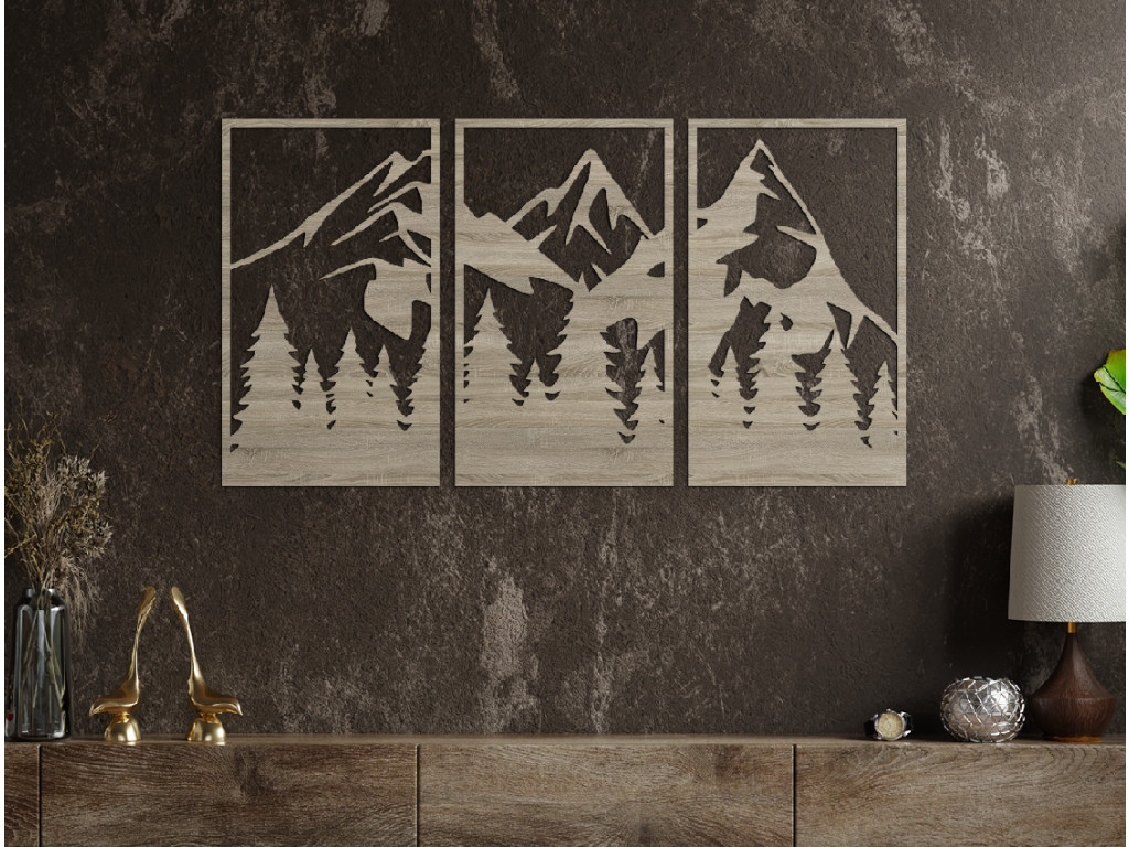 Viacdielny obraz Vrchy nad lesom (Dimensioni del quadro 71,5 x 133 cm, Colore del quadro Antracite)