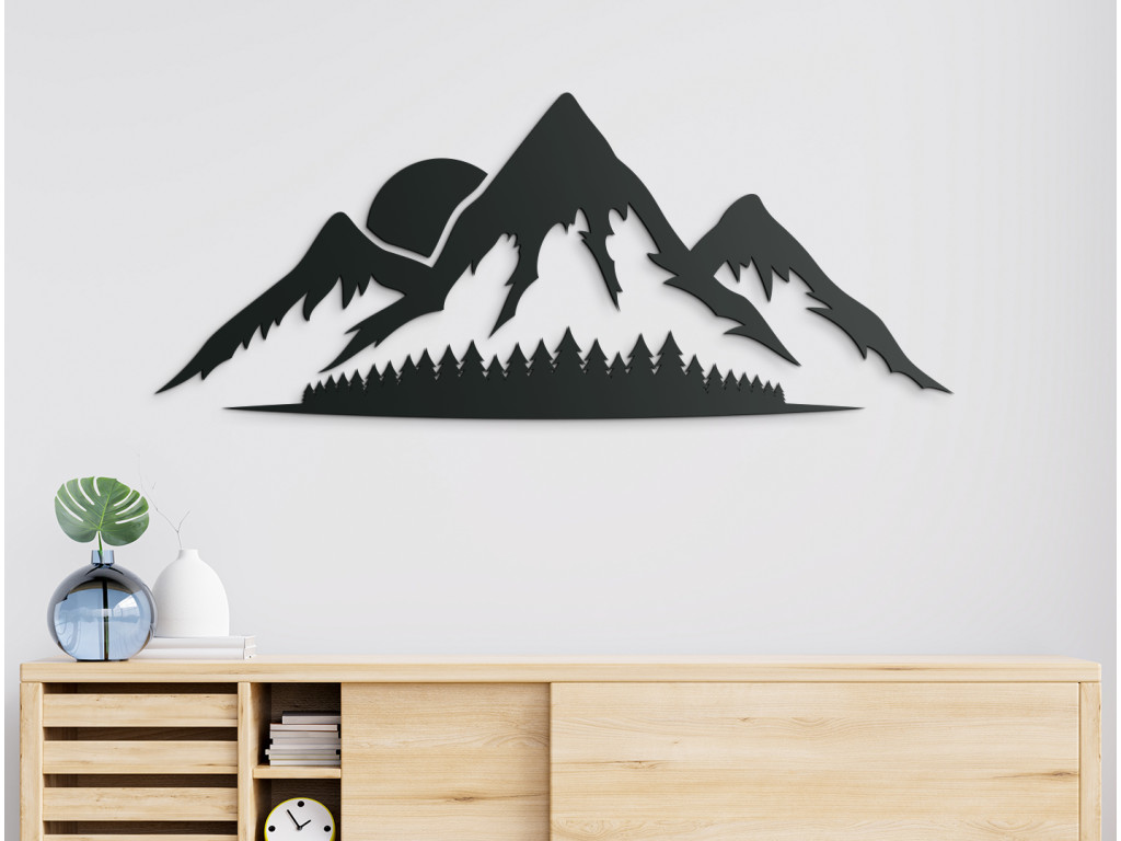 Drevený obraz Západ Slnka za hory (Dimensioni del quadro 36,5 x 89 cm, Colore del quadro Antracite)